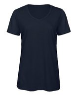 B&C V-Ausschnitt Triblend T-Shirt für Damen, Black XS, BCTW058 – Marine
