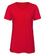 B&C V-Ausschnitt Triblend T-Shirt für Damen, Black XS, BCTW058 – Rouge