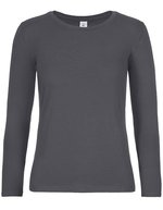 B&C Langarm T-Shirt #E190 Baumwolle für Damen, White XS, BCTW08T – Dark Grey (Solid)