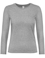B&C Langarm T-Shirt #E190 Baumwolle für Damen, White XS, BCTW08T – Sport Grey (Heather)