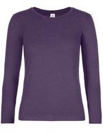 B&C Langarm T-Shirt #E190 Baumwolle für Damen, White XS, BCTW08T – Urban Purple