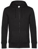 B&C KING Zipped Hood Jacket aus Baumwolle-Polyester, Asphalt XS, BCWU03K – Black Pure