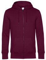 B&C KING Zipped Hood Jacket aus Baumwolle-Polyester, Asphalt XS, BCWU03K – Dark Cherry