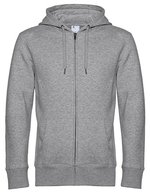 B&C KING Zipped Hood Jacket aus Baumwolle-Polyester, Asphalt XS, BCWU03K – Heather Grey