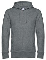 B&C KING Zipped Hood Jacket aus Baumwolle-Polyester, Asphalt XS, BCWU03K – Heather Mid Grey