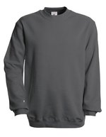 B&C Set In Sweat Sweatshirt mit Rippbündchen, Black S, BCWU600 – Steel Grey (Solid)