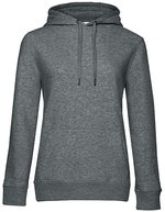 B&C QUEEN Kapuzen-Sweatshirt aus Baumwolle, Aqua Green XS, BCWW02Q – Heather Mid Grey