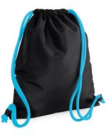 BagBase Wasserdichter Gymsack mit Geheimtasche, Light Grey 40 x 48 cm, BG110 – Black/Surf Blue