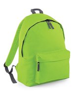 BagBase Fashion Rucksack 600D Polyester 18L, Bottle Green 31 x 42 x 21 cm, BG125 – Lime Green/Graphite Grey