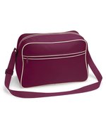 BagBase Borsa a Tracolla Retro 600D Poliestere, White/Black 40 x 28 x 18 cm, BG14 – Borgogna/Sabbia