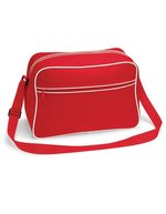 BagBase Borsa a Tracolla Retro 600D Poliestere, White/Black 40 x 28 x 18 cm, BG14 – Classico Rosso/Bianco