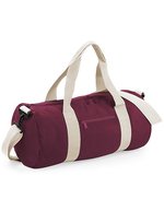 BagBase Geräumige Barrel Tasche aus Polyester, Classic Red/Off White 50 x 25 x 25 cm, BG140 – Borgogna/Bianco sporco
