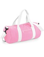 BagBase Geräumige Barrel Tasche aus Polyester, Classic Red/Off White 50 x 25 x 25 cm, BG140 – Classico Rosa/Bianco