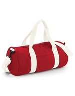 BagBase Geräumige Barrel Tasche aus Polyester – Classic Red/Off White
