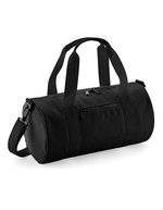 BagBase Mini Barrel Bag mit Kängurutasche – Black/Black