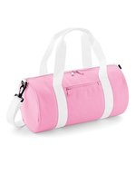 BagBase Mini Barrel Bag mit Kängurutasche – Classic Pink/White