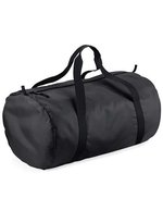 BagBase Packaway Barrel Bag aus 210D Polyester – Black/Black