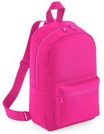 BagBase Mini Fashion Rucksack aus 600D Polyester, Black 23 x 35 x 12 cm, BG153 – Fuchsia