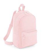 BagBase Mini Fashion Rucksack aus 600D Polyester, Black 23 x 35 x 12 cm, BG153 – Powder Pink