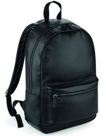 BagBase Faux Leder Rucksack mit Reißverschluss – Black