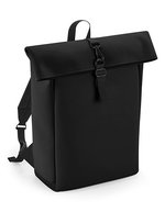 BagBase Matte PU Roll-Top Laptop-Rucksack – Black