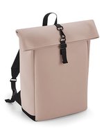 BagBase Matte PU Roll-Top Laptop-Rucksack – Nude Pink