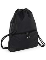 BagBase Wasserdichter Athleisure Gymsac mit Fächern – Black/Black