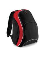 BagBase Robuster Rucksack mit Media-Tasche – Black/Classic Red/White
