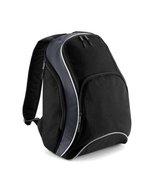BagBase Robuster Rucksack mit Media-Tasche – Black/Graphite Grey/White