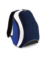 BagBase Robuster Rucksack mit Media-Tasche – French Navy/Bright Royal/White
