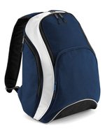 BagBase Robuster Rucksack mit Media-Tasche, French Navy/Classic Red 32 x 45 x 23 cm, BG571 – French Navy/French Navy/White