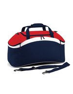 BagBase Teamwear Holdall mit reflektierender Paspelierung, Black/Classic Red 64 x 35 x 31 cm, BG572 – French Navy/Classic Red/White