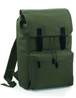 BagBase Vintage Laptop Rucksack mit Kordelzug, Black 30 x 46 x 17 cm, BG613 – Verde oliva/Nero