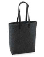 BagBase Premium Filz Tasche mit PU-Gurten – Charcoal Melange/Black