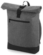 BagBase Roll-Top Laptop-Rucksack aus 600D Polyester, Black 32 x 44 x 13 cm, BG855 – Grigio Melange/Nero