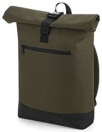 BagBase Roll-Top Laptop-Rucksack aus 600D Polyester, Black 32 x 44 x 13 cm, BG855 – Militare Verde