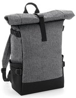 BagBase Block Roll-Top Rucksack mit Laptopfach – Grey Marl/Black