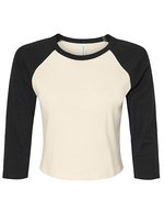 Bella+Canvas Micro Rib 3/4 Raglan T-Shirt für Damen – Natural/Black