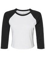 Bella+Canvas Micro Rib 3/4 Raglan T-Shirt für Damen – White/Black