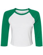 Bella+Canvas Micro Rib 3/4 Raglan T-Shirt für Damen – White/Kelly Green