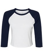 Bella+Canvas Micro Rib 3/4 Raglan T-Shirt für Damen – White/Navy