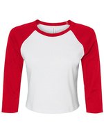 Bella+Canvas Micro Rib 3/4 Raglan T-Shirt für Damen, Athletic Heather/Black XS, BL1200 – Bianco/Rosso