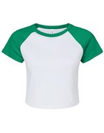 Bella+Canvas Raglan Baby Tee mit Micro Rib – White/Kelly Green