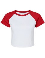 Bella+Canvas Raglan Baby Tee mit Micro Rib, Athletic Heather/Black XS, BL1201 – White/Red
