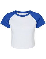 Bella+Canvas Raglan Baby Tee mit Micro Rib, Athletic Heather/Black XS, BL1201 – White/True Royal