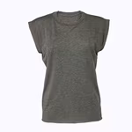 Women's Flowy Muscle Tee With Rolled Cuff – Dark Grey Heather