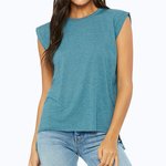 Women´s Flowy Muscle Tee With Rolled Cuff – Melange Profondo Foglia di te