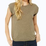Women´s Flowy Muscle Tee With Rolled Cuff – Melange Oliva