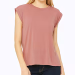 Women's Flowy Muscle Tee With Rolled Cuff – Mauve