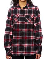 Burnside Flanellhemd mit Karomuster für Damen, Khaki Check L, BU5210 – Red Check
